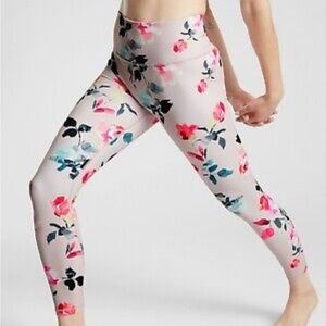 Athleta Elation 7/8 Tight Leggings Women’s Small Painted Flower Orchid Pink